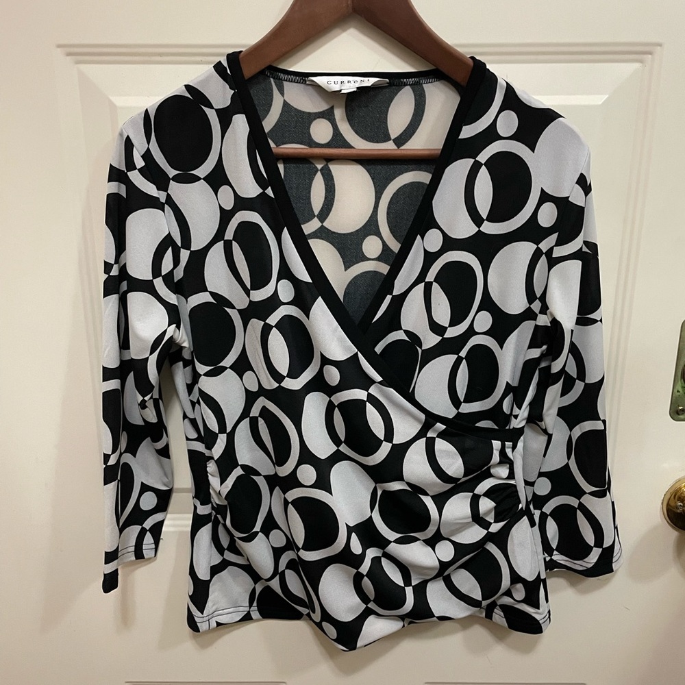 Black and white Current cross-cross top